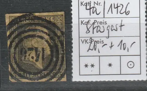 Preußen: Nummernstempel 1426 (Stargast) auf Nr. 4a, geprüft 