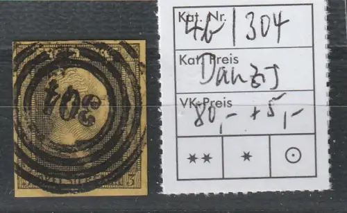 Preußen: Nummernstempel 304 (Danzig) auf Nr. 4b, geprüft 