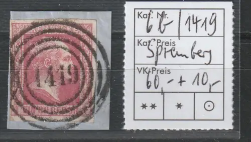 Preußen: Nummernstempel 1419 (Spremberg) auf Nr. 6b, geprüft 