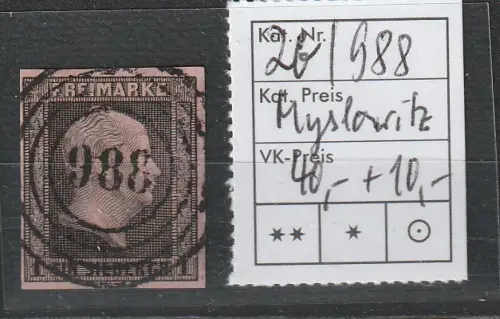 Preußen: Nummernstempel 988 (Myslowitz) auf Nr. 2b, geprüft 