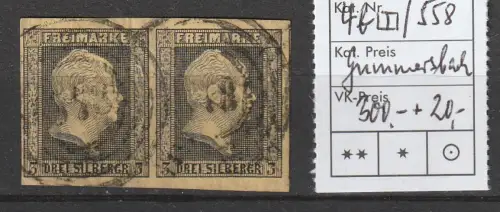 Preußen: Nr. 4b waager. Paar,Nrnstpl. 558 (Gummersbach), geprüft