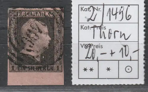 Preußen: Nr. 2, Unterrandstück, Nrnstpl. 1496 (Thorn), geprüft