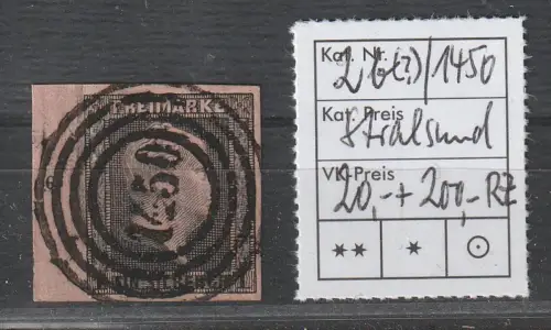 Preußen: Nr. 2 mit Reihenzähler links, Nrnstpl. 1450 (Stralsund), geprüft