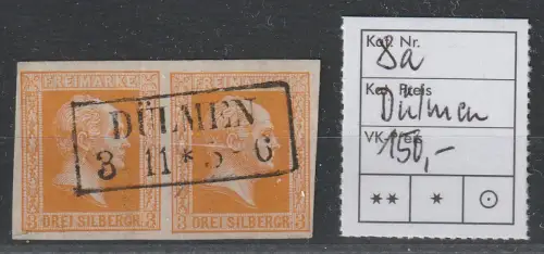 Preußen: Nr. 8a im waager. Paar, klarer Kastenstpl. Dülmen,  geprüft