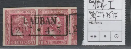 Preußen: Nr. 10b im Paar, Plattenfehler I, geprüft