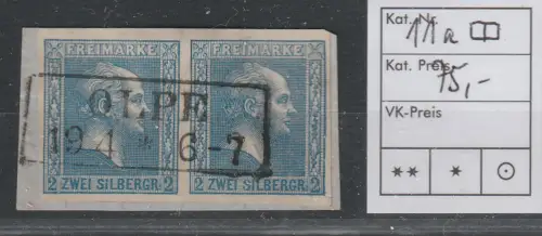 Preußen: Nr. 11a im waager. Paar, Ortsstpl. OLPE, geprüft