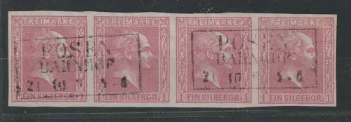 Preußen: Nr. 10a im waager. 4er-Streifen, Befund Brettl