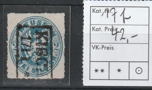 Preußen: Nr. 17 in b-Farbe, geprüft