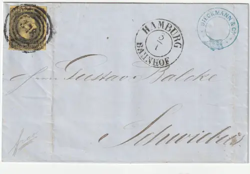 Preußen: Nr. 4a auf Brief von Hamburgh nach Schwiebus, Attest