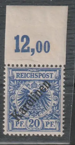Karolinen: Nr. 4 I vom Oberrand, postfrisch, einwandfrei, Kurzbefund Steuer