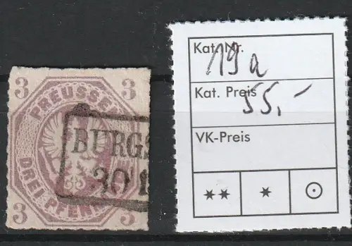 Preußen: Nr. 19a, gest., tiefstgeprüft 