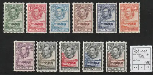 Betschuanaland 1938: Freimarken König Georg VI und Rinderherde, postfrisch