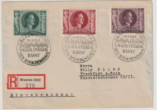DR:  Hitler-Geburtstagsmarken auf Einschreibbrief mit SSt.