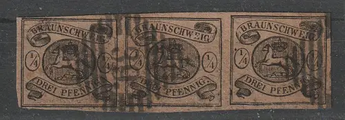 Braunschweig Nr. 4 im 3er-Streifen, gepr. Pfenninger