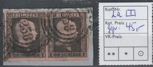 Preußen: Nr. 2a im waager. Paar, Nummernstpl. 258 (Cöln),  geprüft 