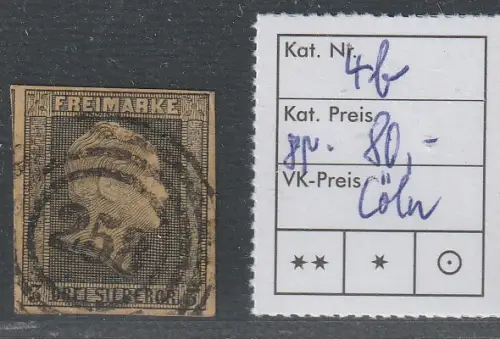 Preußen: Nr. 4 in b-Farbe, Stempel 258 (Cöln).  Gepr. Wasels BPP