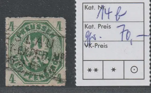 Preußen: Nr. 14 in b-Farbe.  Gepr. Wasels BPP
