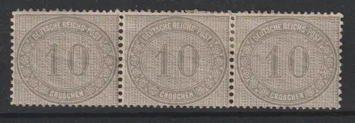 DR: Nr. 12 (10 Groschen) im waager. 3er-Streifen, ungebr., Befund