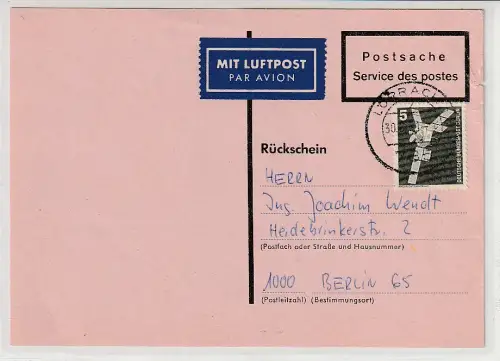 Berlin: 5 Pfg.Technik EF auf Luftpost-Postsache, geprüft Schlegel