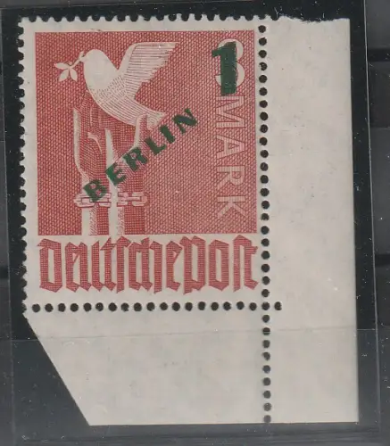 Berlin 1 Mark Grünaufdruck mit seltenem PF II, **, Attest Schlegel