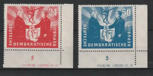 DDR, Mi.-Nr. 284/5 (Dt.-Poln.Frdsch.) mit DV