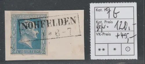 Preußen: Nr. 7 in b-Farbe, Briefstück "Nohfelden", geprüft 