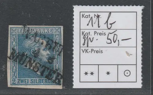 Preußen: Nr. 11 b  mit Zugstempel Marburg - Münster, geprüft