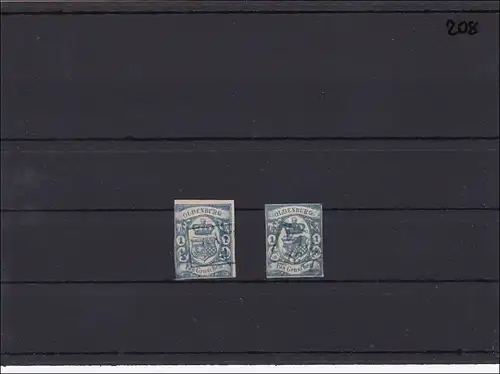 Oldenburg, MiNr. 12a +12b, gestempel, jeweils signiert Stegmüller BPP