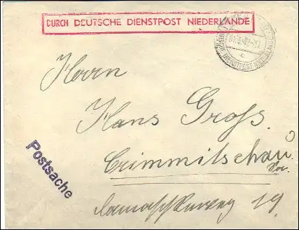 Poste de service allemand Pays-Bas - Affaire postale Open Westen - Commandement de la protection postale