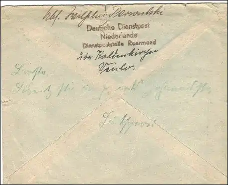 Par Deutscher Dienstpost Pays-Bas - Protection postale - Affaire postale Utilisation Westen