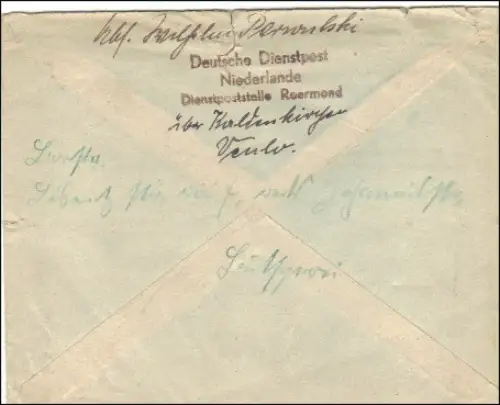 Par Deutscher Dienstpost Pays-Bas - Protection postale - Affaire postale Utilisation Westen