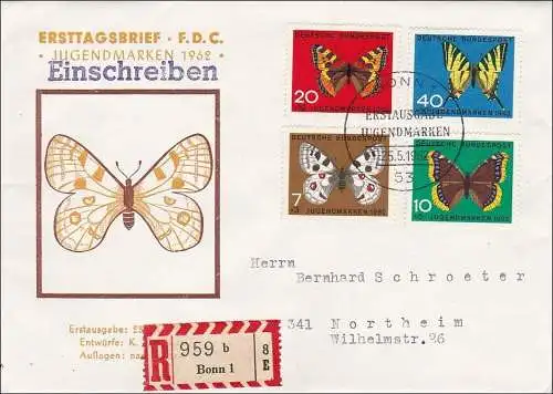 Ersttagsbrief FDC 1962 Wohlfahrtsmarken als R-Brief