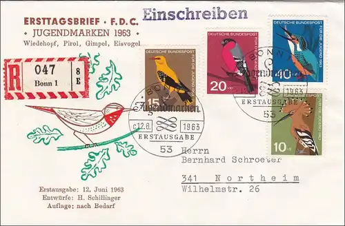Ersttagsbrief FDC 1963 Wohlfahrtsmarken als R-Brief