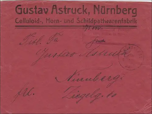 Bayern: Brief 1923 von München nach Nürnberg