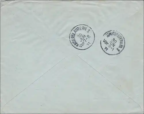 Bayern: 1911: Brief von Nürnberg nach Kaiserslautern - Postauftrag