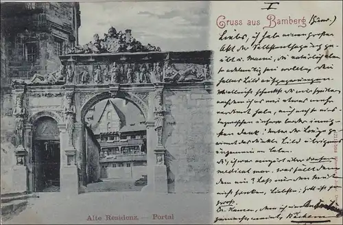 Bayern: 1898, Postkarte von Bamberg nach Regensburg