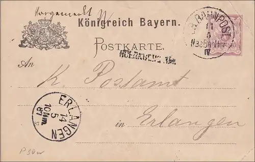 Bavière: 1887, entier après Erlangen