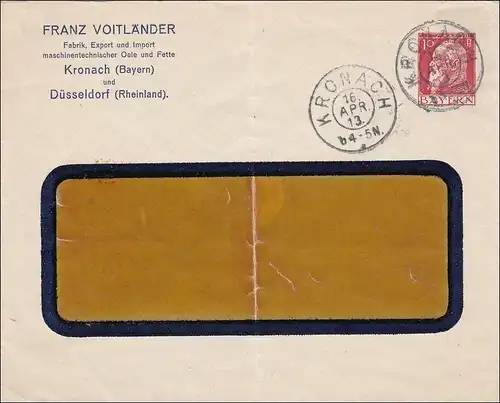Bavière: 1913, lettre de fenêtre de Kronach