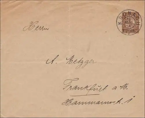 Bavière: 1913, lettre de Kronach à Francfort