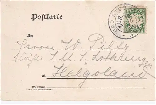Bayern: 1906, Postkarte aus Bad Steben nach Helgoland
