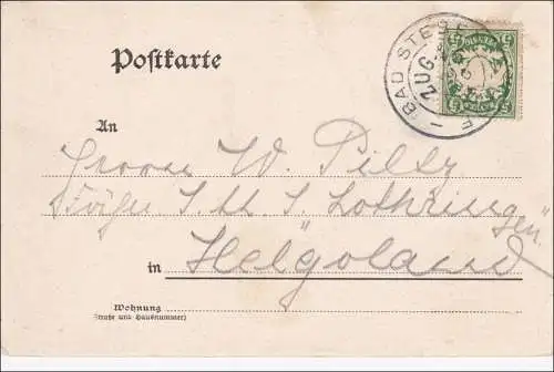 Bayern: 1906, Postkarte aus Bad Steben nach Helgoland