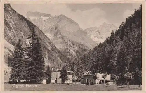 Bayern: 1921, Postkarte Allgäuer Alpen, Oytal-Haus nach Nürnberg