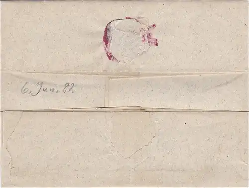 Bavière: 1882, lettre de Stadtsteinach à Rugendorf avec lettre comme contenu