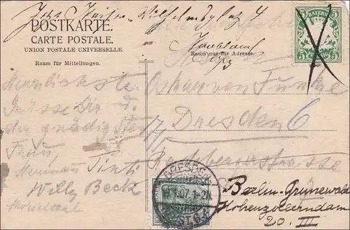 Bavière: 1907, carte postale à Dresde du Odeon Bar à Munich