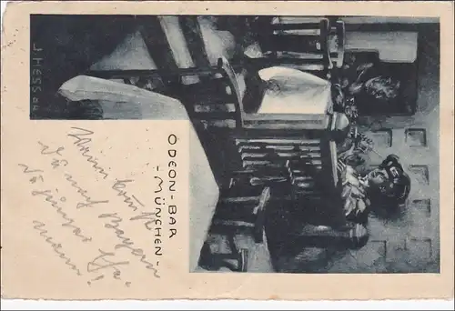 Bayern: 1907, Postkarte nach Dresden von der Odeon Bar in München