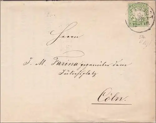 Bayern: 1880, Brief mit Schreiben im A3 Format von Regensburg nach Cöln