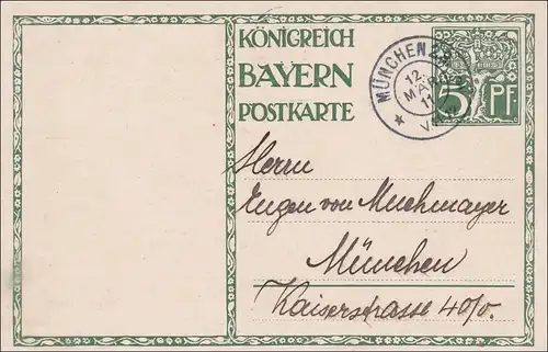 Bayern:  Ganzsache  12.3.1911