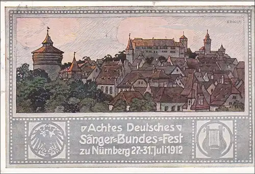 Bayern:  Ganzsache  Sängerbundfest Nürnberg 1912