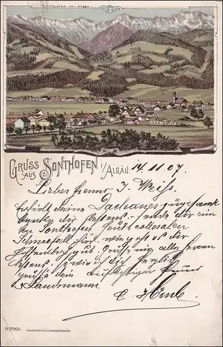 Bavière: Carte de vue: Gruss de Sonthofen