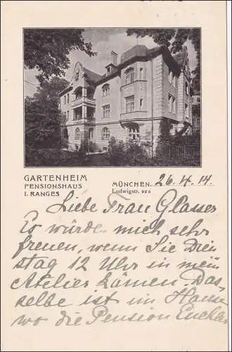 Bavière: Carte de vue: Pensionsheim Gartenberg - Munich